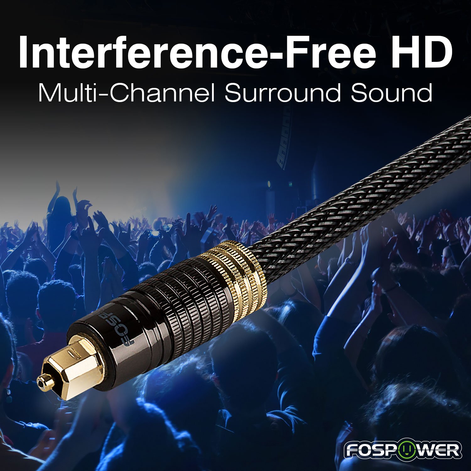 Image secondaire de FosPower Câble Optique Audio Toslink - Cordon Fibre Optique Audio Plaqué Or 24K pour Home Cinema, Chaine HiFi, Ampli, Freebox, B