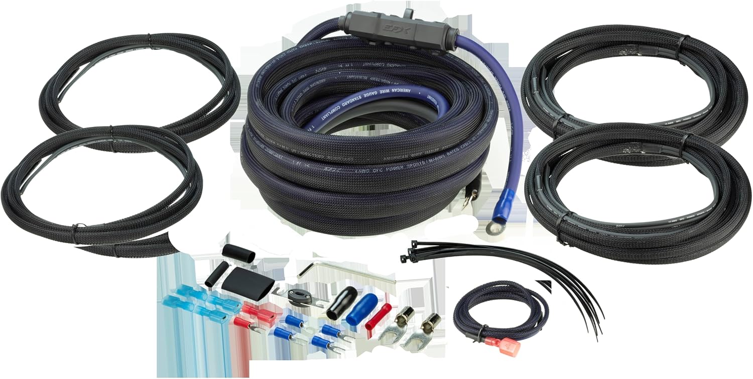Scosche EFX Rogue RPAK4PS16 True 4 GA OFC High Current Amp Wiring Kit - 16' Marine/Powersports Amplifier and Subwoofer Installation Kit Oxygen Free Copper Cables, Remote Wire and in-Line Fuse Holder