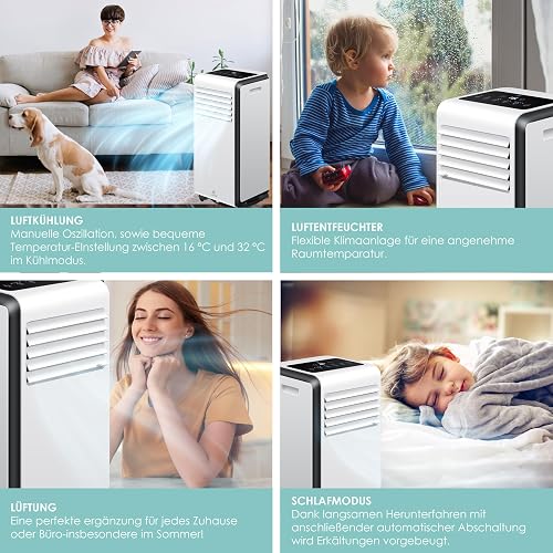 KESSER® Klimaanlage Mobiles Klimagerät 4in1 kühlen | Luftentfeuchter lüften | Ventilator 9000 BTU/h 1005W | Mobil Klima mit Montagematerial, Fernbedienung & Timer | Nachtmodus & 360° Rollen - 9