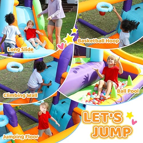 Miniatura 4 de AirMyFun Casa inflable con soplador, casa inflable para niños al aire libre, castillo inflable con tobogán para patio trasero familiar