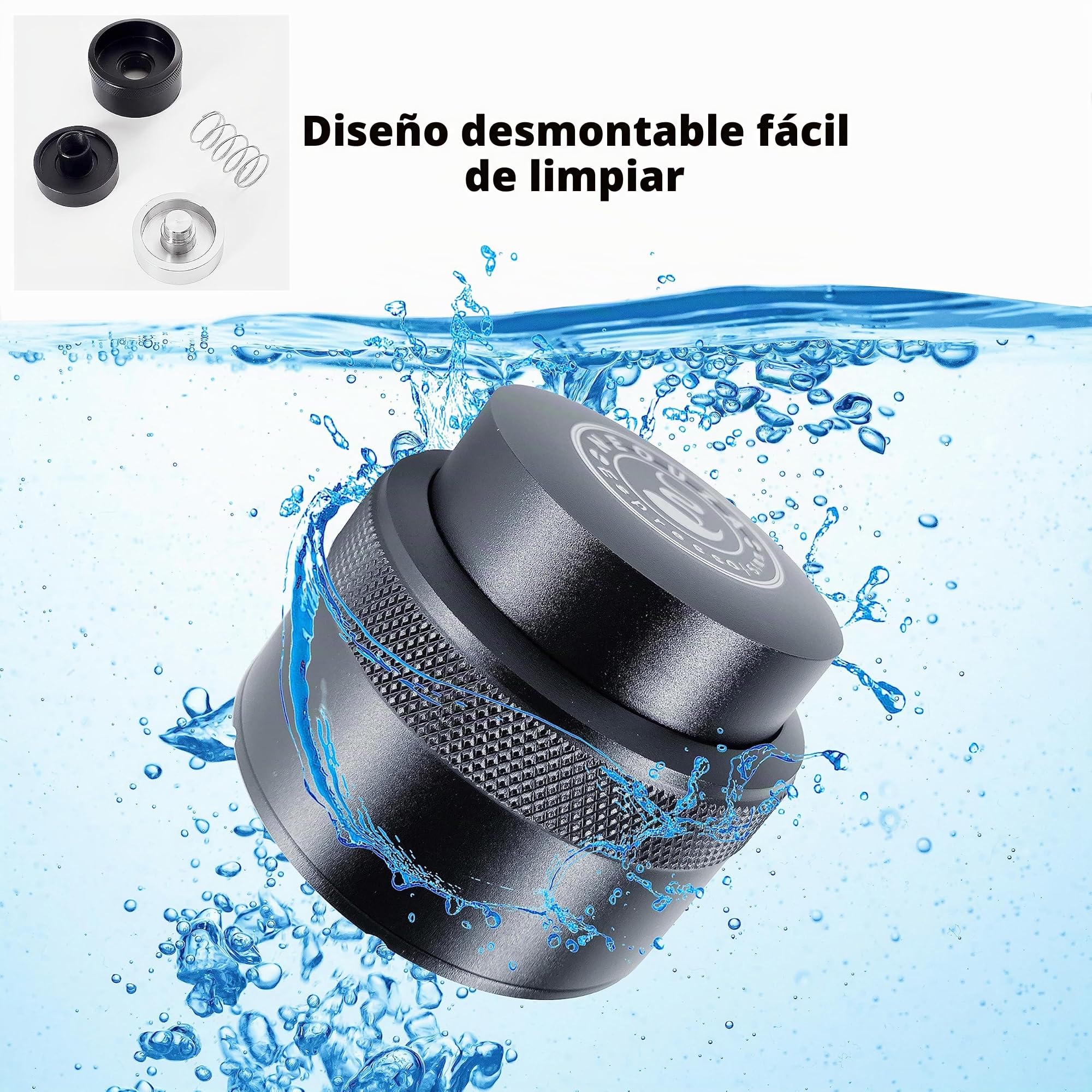 NEOUZA Herramienta niveladora barista de 58 mm con resorte de acero inoxidable con base plana para cafetera de café