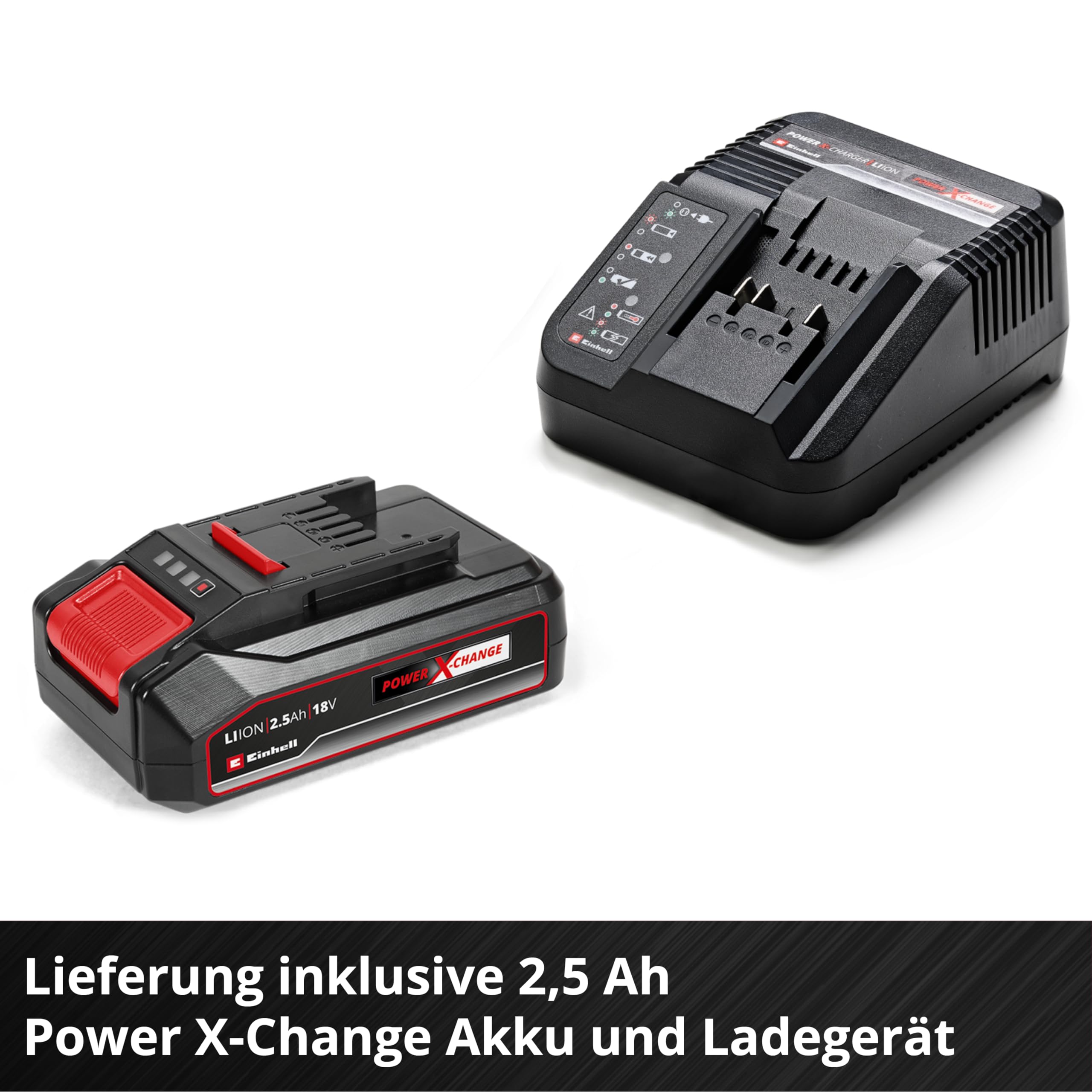 Einhell Akku-Rasentrimmer GE-CT 18 Li (1x 2,5 Ah) Power X-Change (18 V, Motorkopf drehbar und neigbar, Flowerguard, inkl. 20 Kunststoffmesser, inkl. 2,5 Ah Akku und Ladegerät)