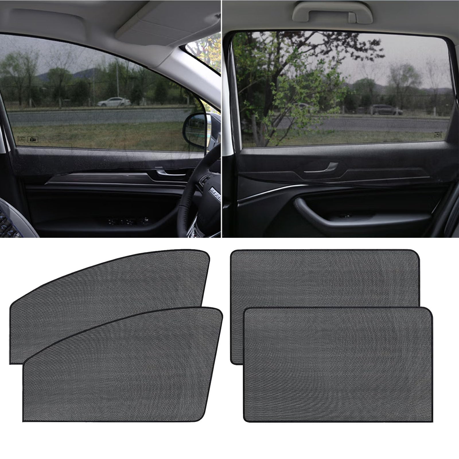 Parasoles de Coche Compatible con Seat Ateca Parasoles para Ventanas Laterales Traseras, ProteccióN UV YAislamiento TéRmico, Efecto Protector Magnetico Ventanas Laterales,4 Unidades