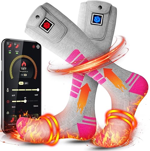 WASOTO Heated Socks for Men Women 7.4V 22.2WH Battery 2023 Upgraded Heating Socks with APP Remote Control for Hunting Fishing Camping Hiking Outdoor