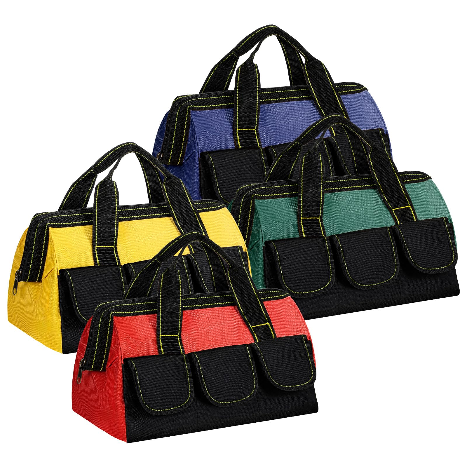 4 Pcs Tool Bag for Men Women Heavy Duty Tool Tote with Waterproof Hard Bottom Multi Pockets Large