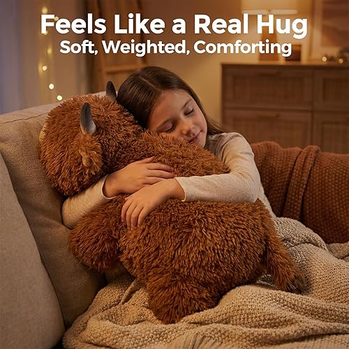 Miniatura 3 de Mewaii Animales de peluche con peso de 4 libras, vientre y extremidades pesados, peluche de vaca de las tierras altas de 23 pulgadas para un abrazo
