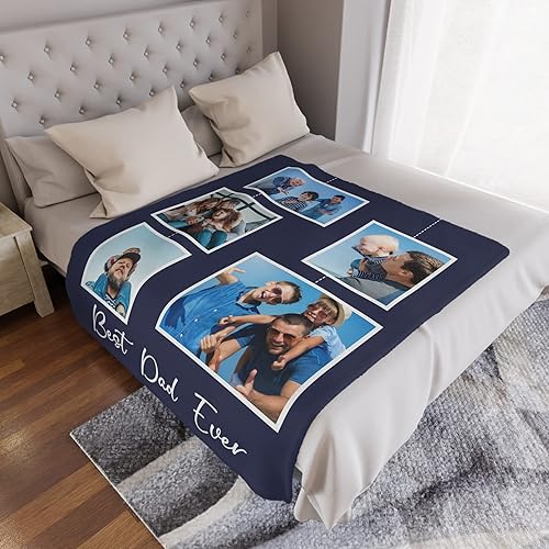 Miniatura 2 de Regalos personalizados para papá, manta personalizada con fotos para papá, regalos personalizados para el día del padre, mejor papá de la historia,