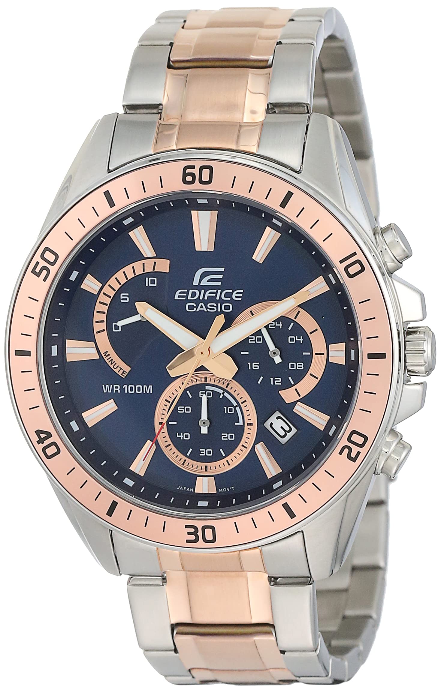 Casio EDifice EFR-552SG-2AVUDF Blue Analog Dial Dual Tone Stainless Steel Band Mens Watch Chronograph 100M Water Resistant EX277 (B01BY8I1DE) Amazon Price History, Amazon Price Tracker