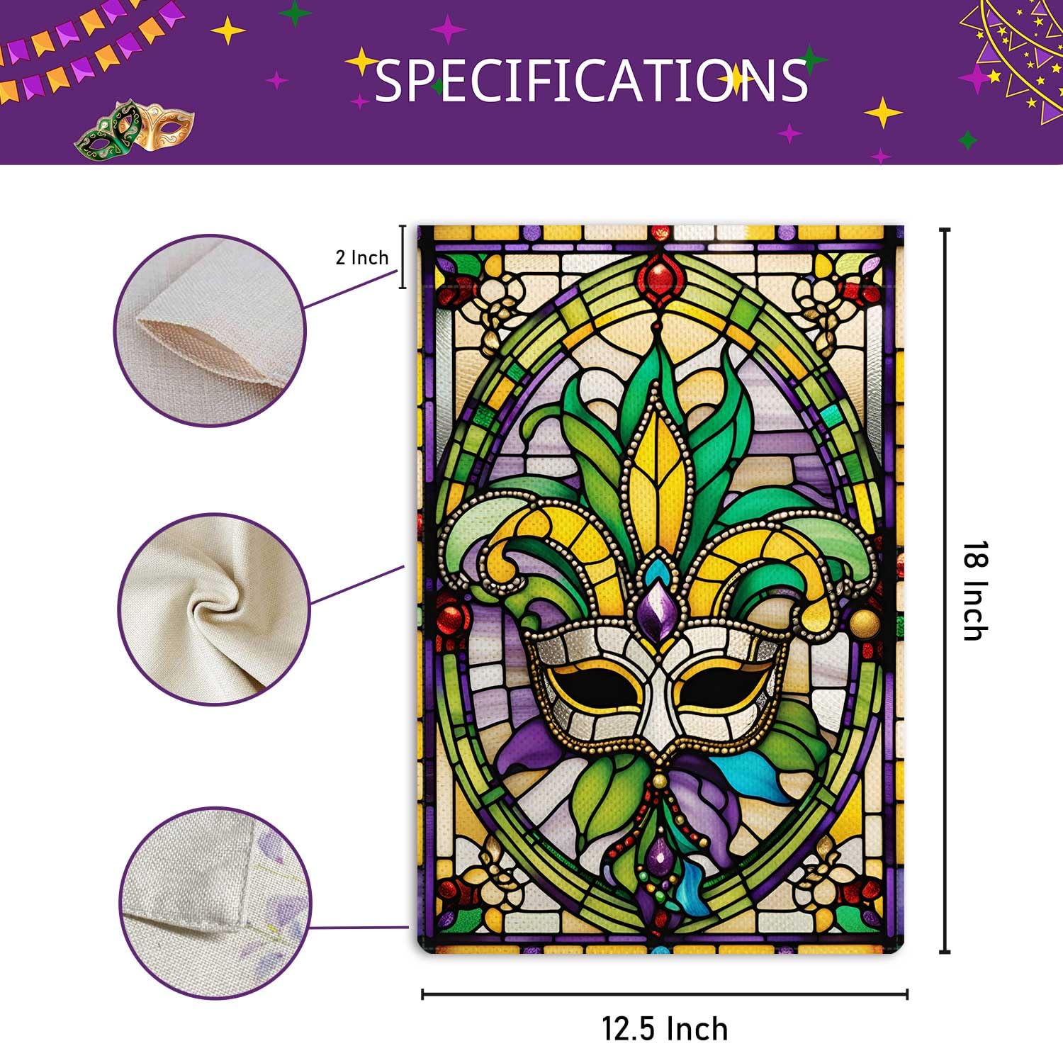 Mardi Gras Gartenflagge 31,8x45,7 Cm – Doppelseitig, Wetterfest, Für Outdoor-Deko