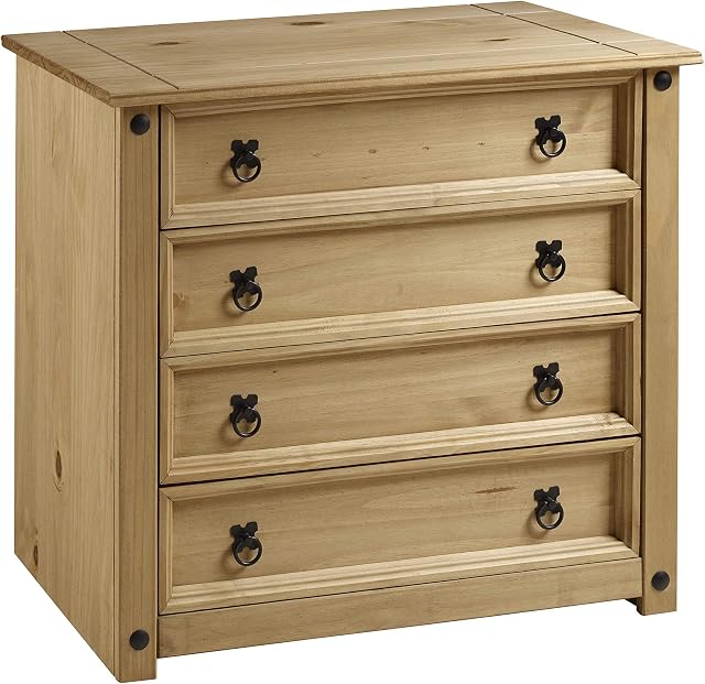 Mercers Furniture Corona 4 Drawer Chest, pine, Antique Wax, 80 x 41 x 73 cm