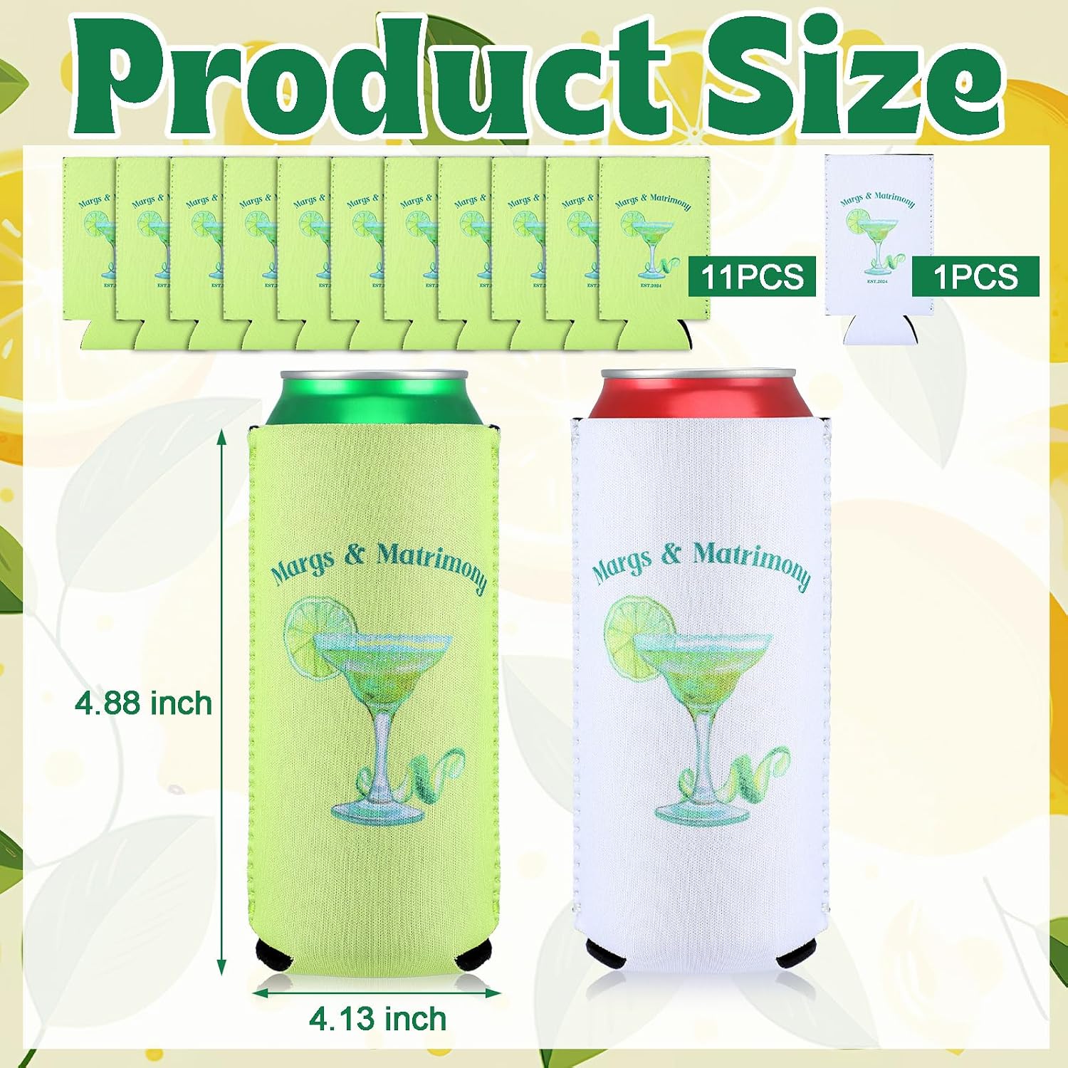 Jingmore 12 Pcs Bachelorette Can Coolers Bulk Margarita Party Can Sleeves Margs and Matrimony Beer Cup Holders for Bachelorette Party Favor Bridal Shower Wedding Decorations (5.51 x 3.54 Inch)
