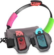 ECHZOVE Leg Strap for Nintendo Switch Sports,Accessories for Nintendo Switch Ring Fit Adventure, 2 Leg Straps for Switch Ring Fit Adventure and 2 Grips for Ring con and 1 Storage Bag for Ring Con