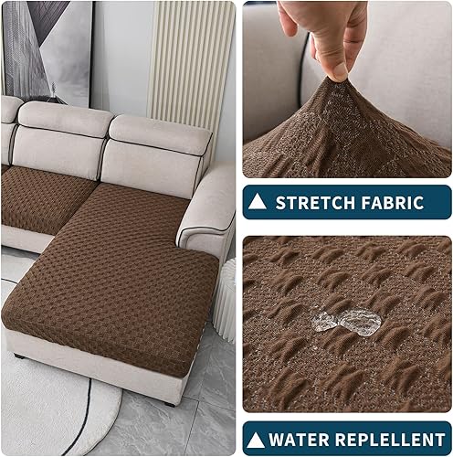 Vista 20 de LUFEIJIASHI Fundas para sofá seccional, fundas de cojín en forma de L para sofá seccional, fundas elásticas para sofá seccional, protector de Beige