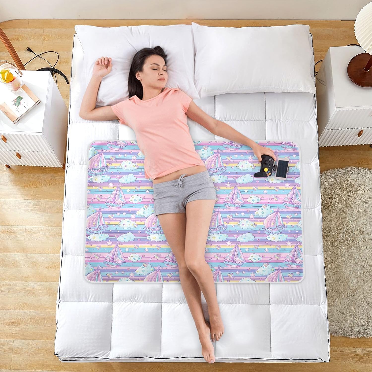 Sailboat Island Cartoon Extra Large Resuable Potty Training Pad Water Resistant Potty Training Mattress Pad Portable Incontinence Pads for Baby Toddler Children , 52" L x 34" W