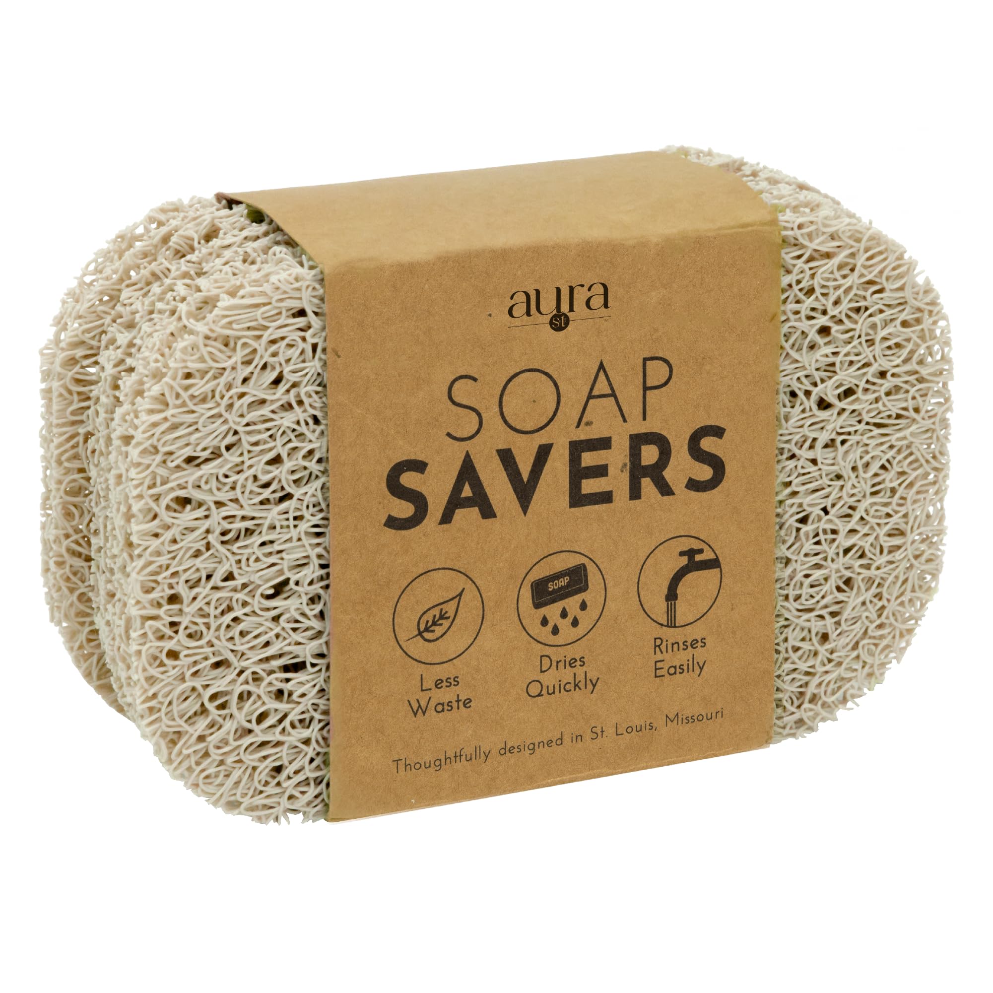 S&T INC. Bar Soap Holder for Kitchen, Bathroom, and Soap Dish, 4 Pack, Cream, 2.9 inches by 4.4 inches