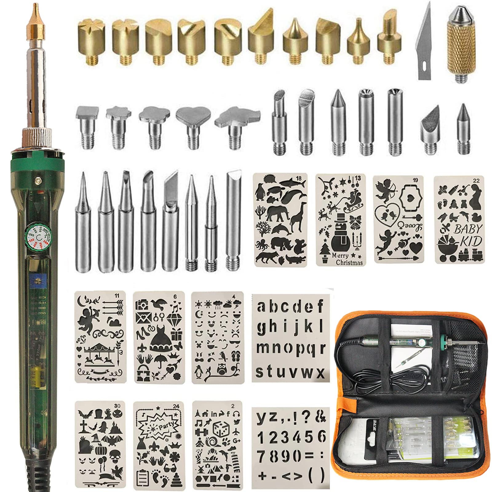 Wood Burning Tool,200~480°CWood Burning Kit Professional Pyrography Pen for Embossing Carving Soldering Iron (44PC)