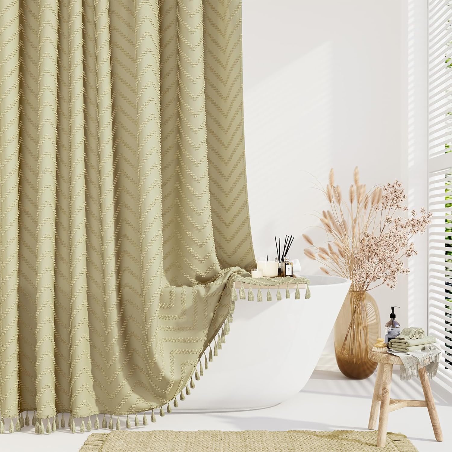 Dynamene Extra Long Shower Curtains, 84 Inches Long Boho