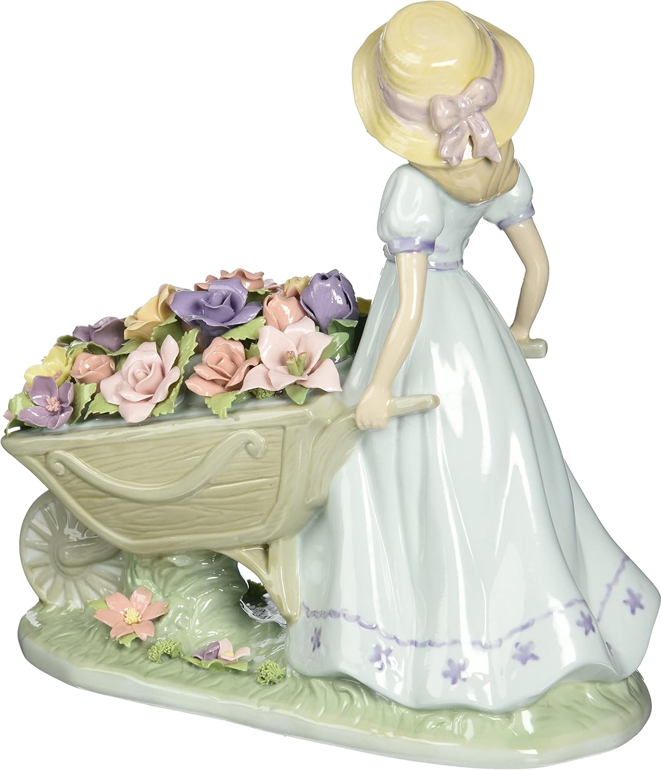 Cosmos 96491 Girl Pushing Flower Cart Ceramic Figurine, 8-1/4-Inch: Home & Kitchen