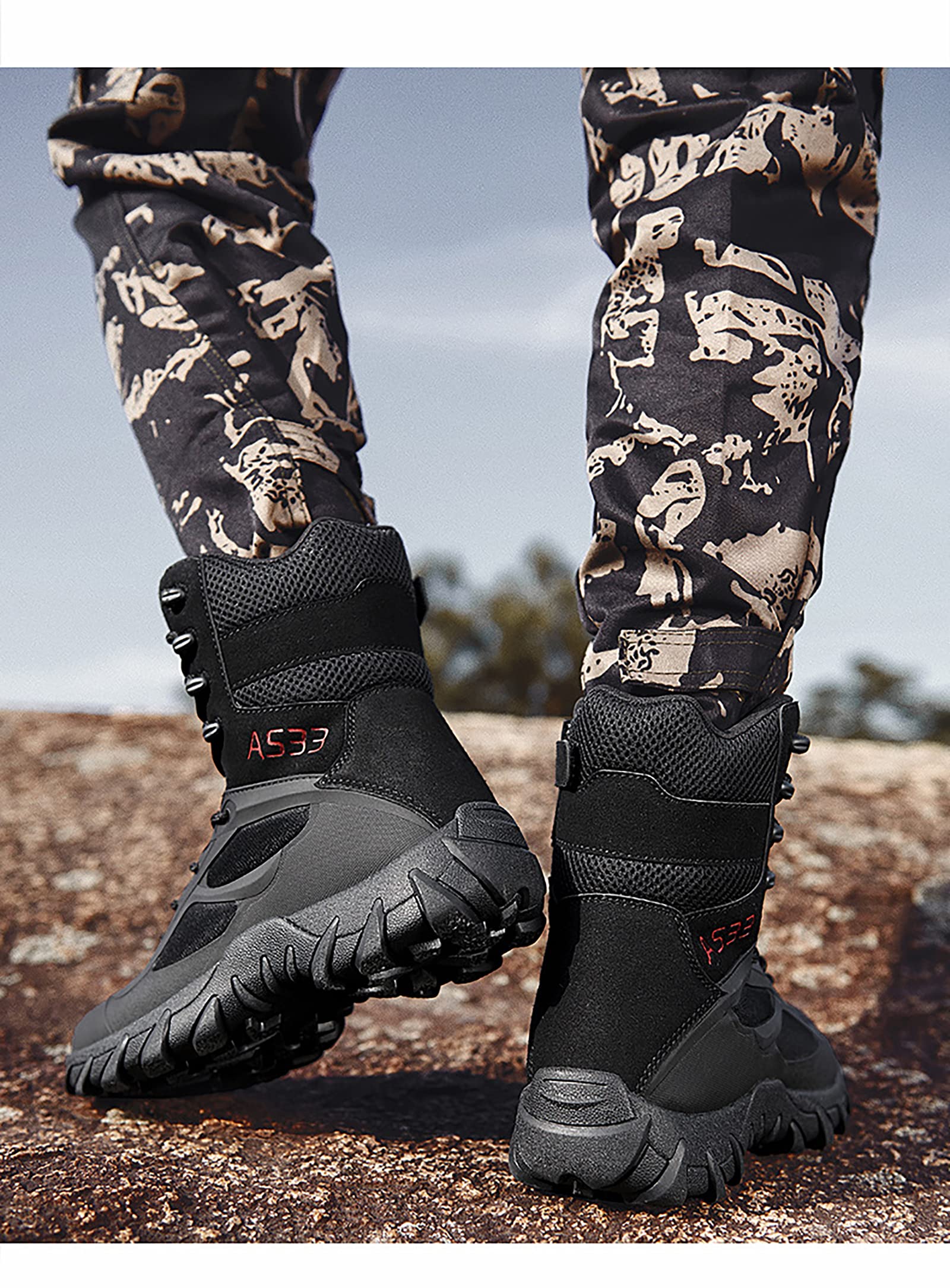 Taktische Stiefel für Herren, atmungsaktiv, Militär-Armee-Stiefel, langlebige Kampfarbeitsschuhe, leichte Wanderstiefel,Black-43