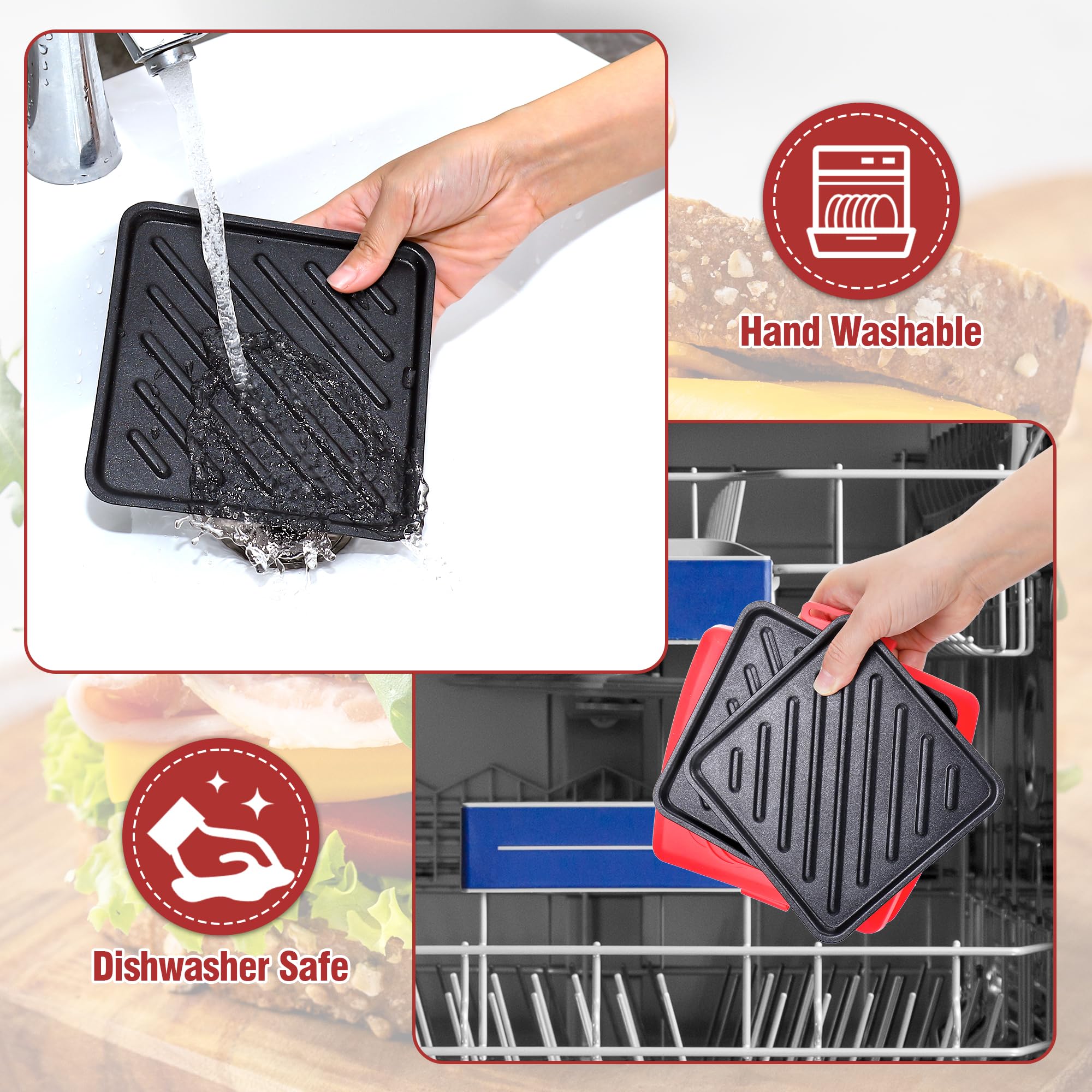 Tostapane per Microonde, Tostapane Micro con Piastre in Alluminio Rimovibili e Guscio in Silicone, Tostapane per Sandwich da Microonde 16x16cm per Toast, Panini, Bacon