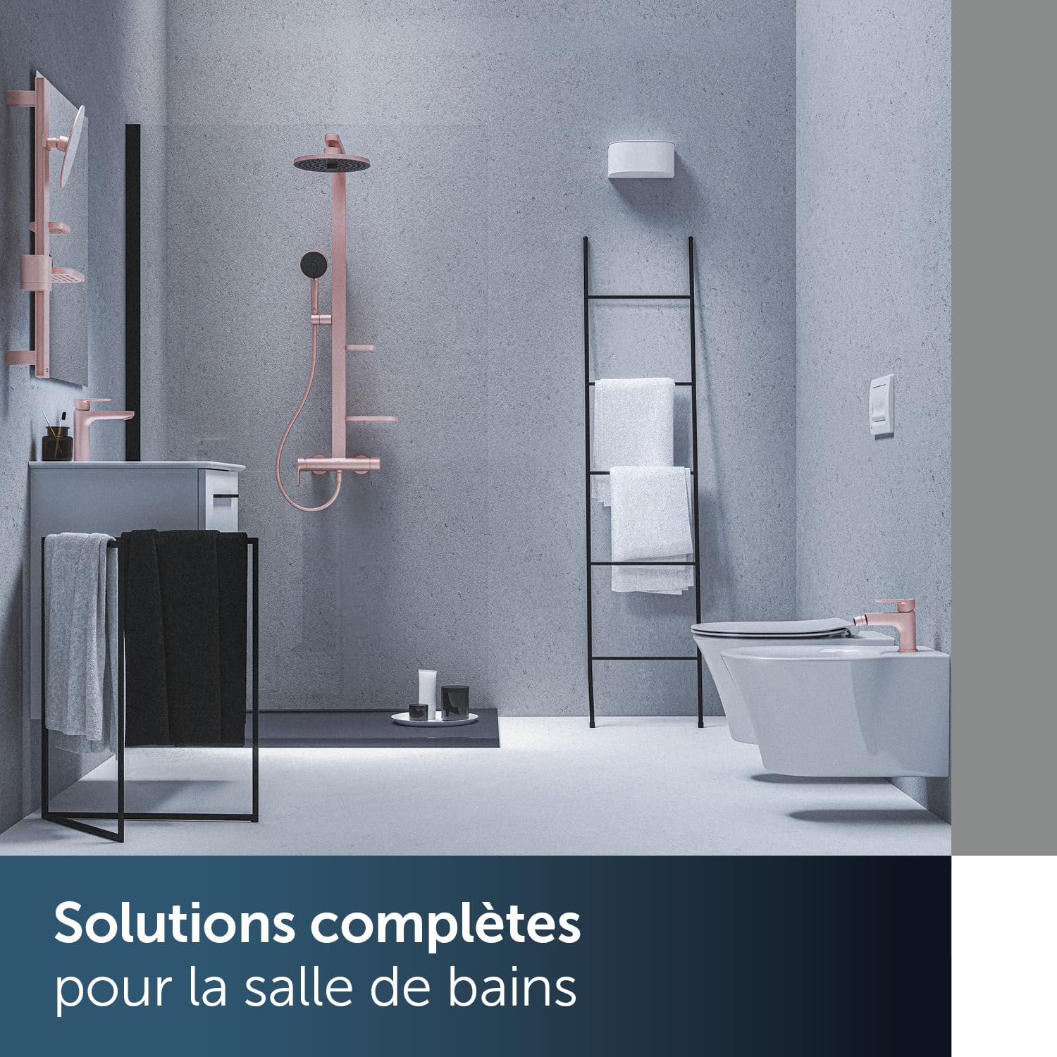 Ideal Standard – Alu+ Mélangeur de lavabo, 120 mm projection de jet, Redresseur de flux, économie d'eau, technologie Blue Start, système FirmaFlow, éléments de base en aluminium, Rosé