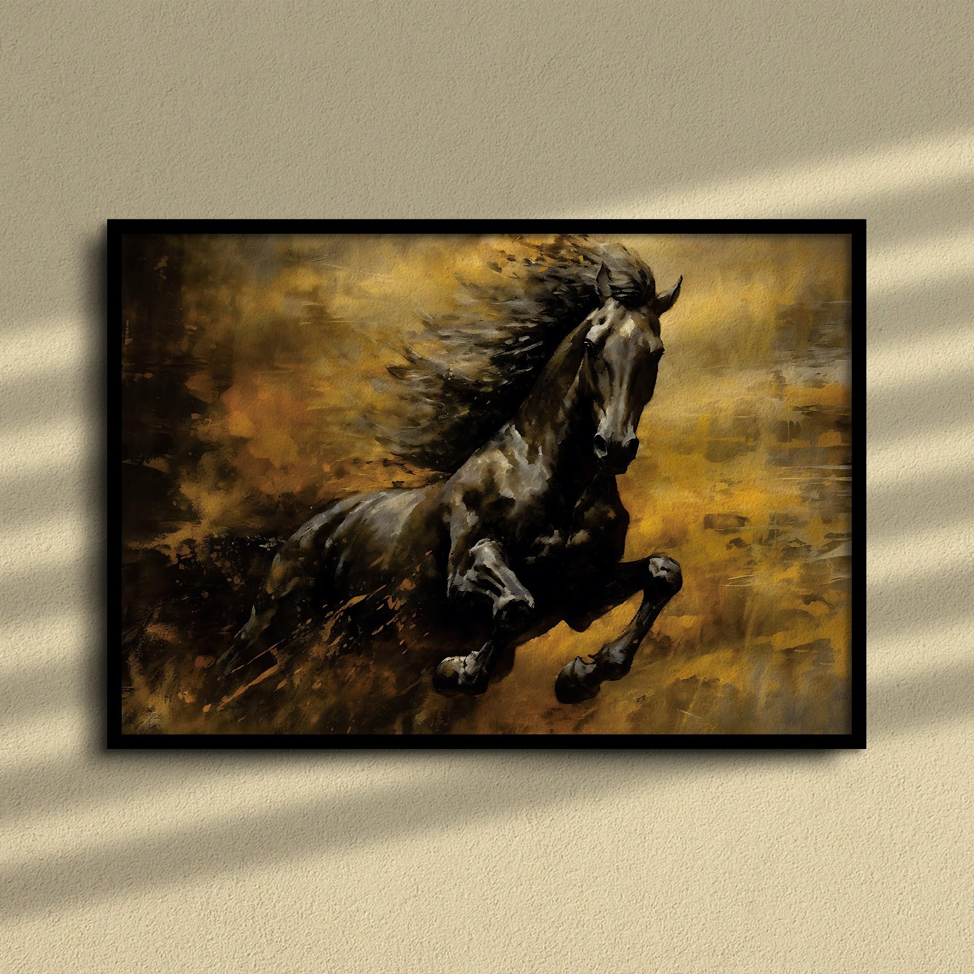Papier de riz Cheval Noir, 29 x 40cm (1pc) - pour meubles Poster Craft Decoupage by CRAFT KREATIVELY
