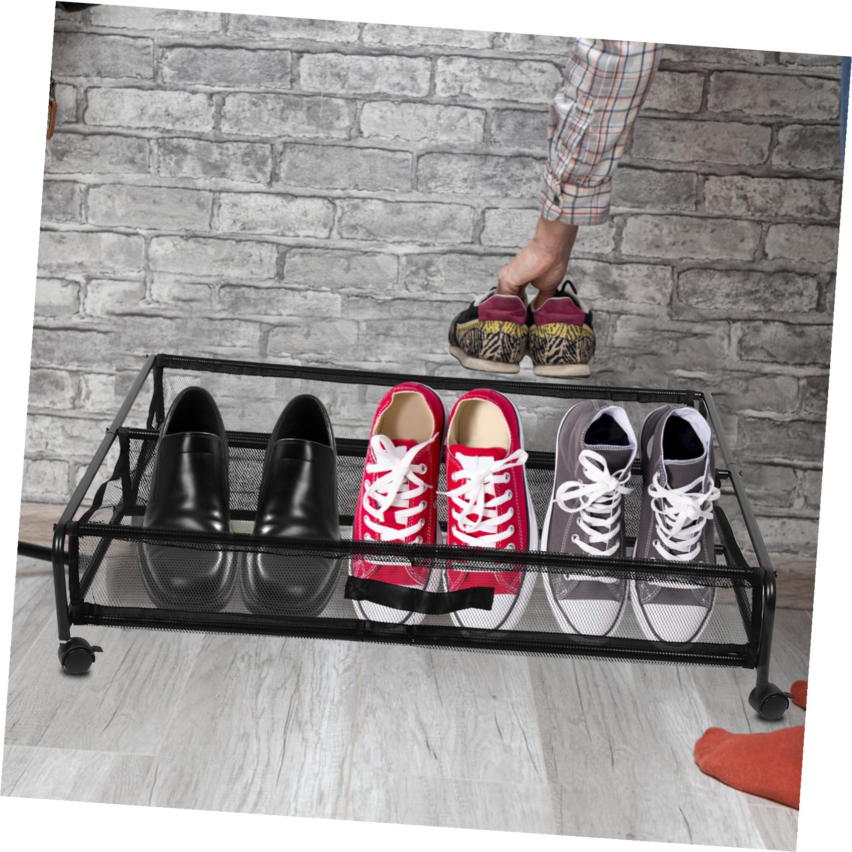 Scarpiera su Ruote Contenitore Portaoggetti Sottoletto Organizer per Scarpe in Rete Carrello Portaoggetti Salvaspazio per Piccole Camere da Letto