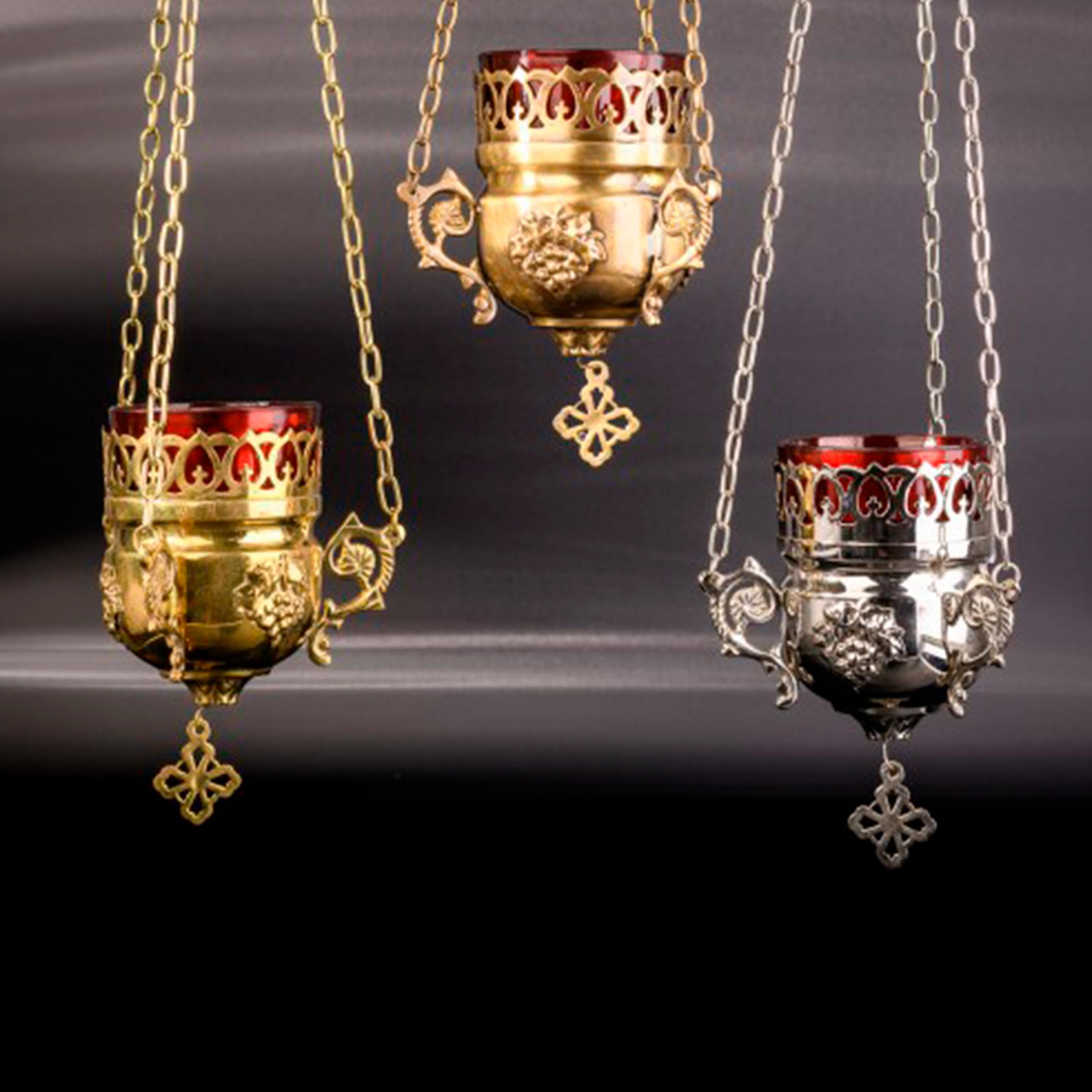 NKlaus Lampada eterna antica ottone – Sospensione con catena a ancora, fatto a mano, tealight, altezza 15 cm, catena 86 cm, Ø 8 cm, 2953