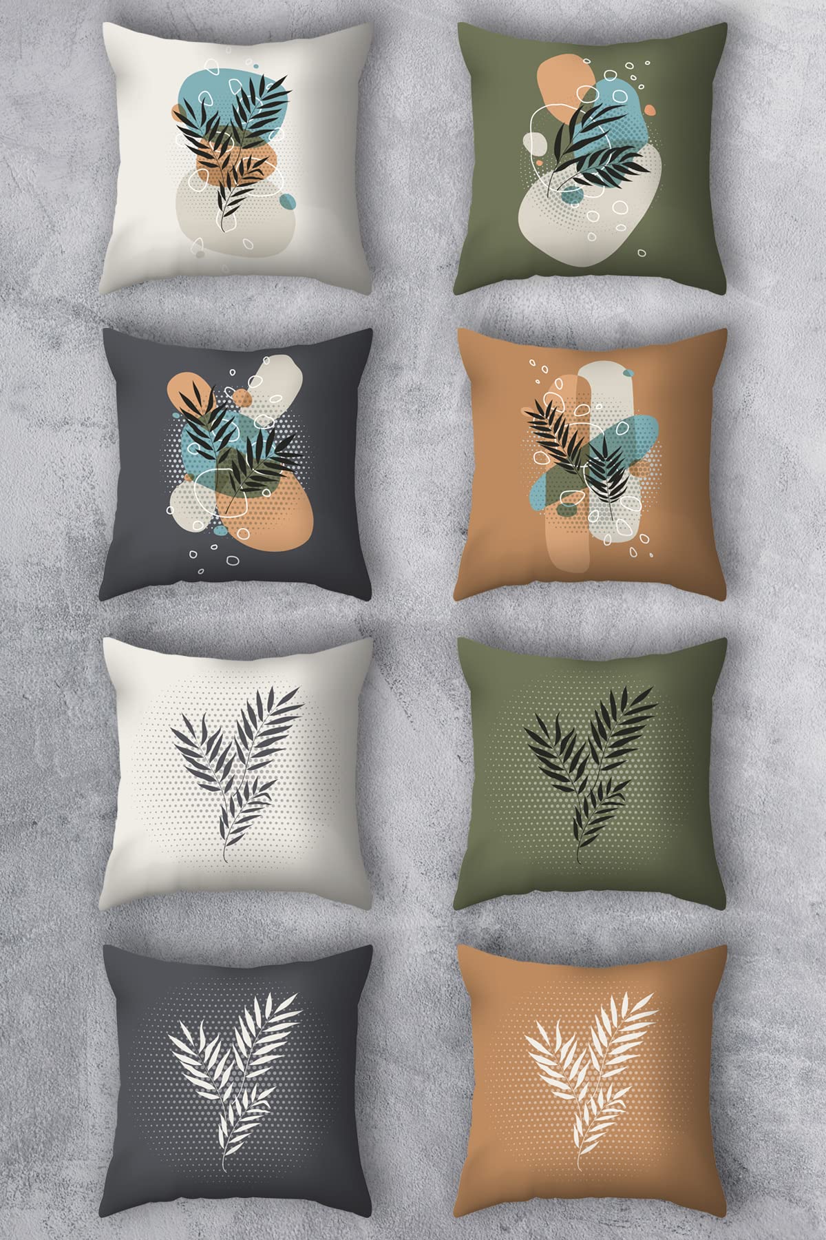 Çift Tarafı Baskılı 43x43 Kırlent Kılıfı 8'li Set Kombini