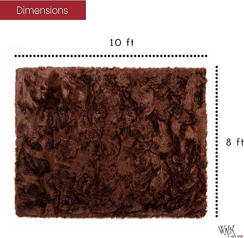 Miniatura 2 de Alfombra de piel sintética suave y sedosa, de 8 x 10 pies, color marrón, alfombra de piel de oveja, alfombra rectangular para sala de estar,