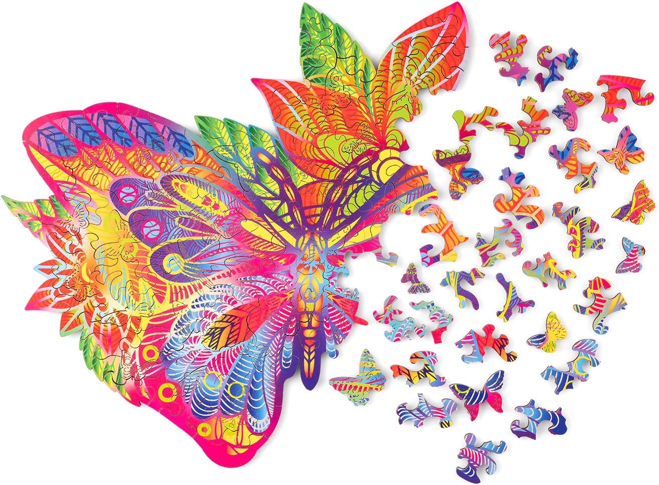 Wood Trick Jewel Butterfly Wooden Jigsaw Puzzle for Adults and Kids - 11x14 in - Animal Unique Shaped Figured Jigsaw Puzzle Pieces - Premium Quality