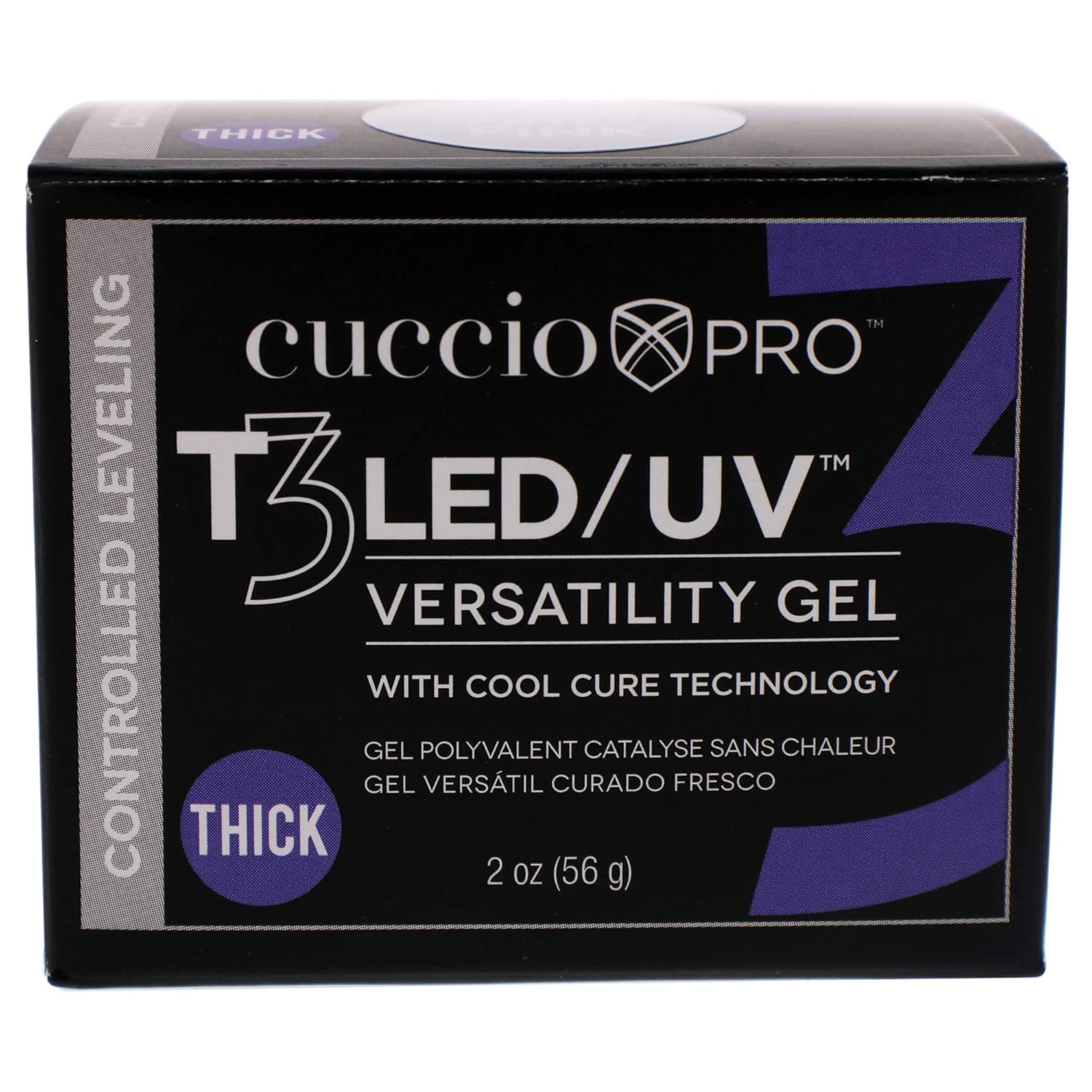 Cuccio Pro T3 LED/UV Cool Cure Versatility Gel - Self-Levelling Gel With Calcium - Incredibly Flexible - Strong Adhesion - High Shine Finish - Fast Application - Opaque Petal Pink - 2 Oz Nail Gel