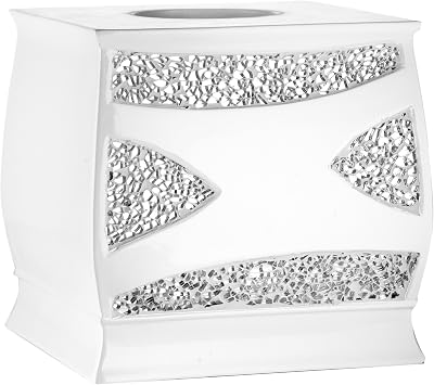 Zahari Home Sinatra Tissue Box Cover Square Tissue Holder for Bathroom Bedroom Living Room, White