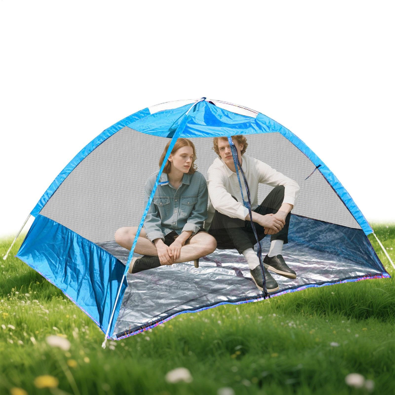 Abri Solaire Tente Pop-up de Plage avec Canopée Solaire | Protection UV Pare-Imperméable Auvent pour 3 à 4 Personnes Loisirs Familiaux Camping Jardin Terrasse Pêche Pique-nique