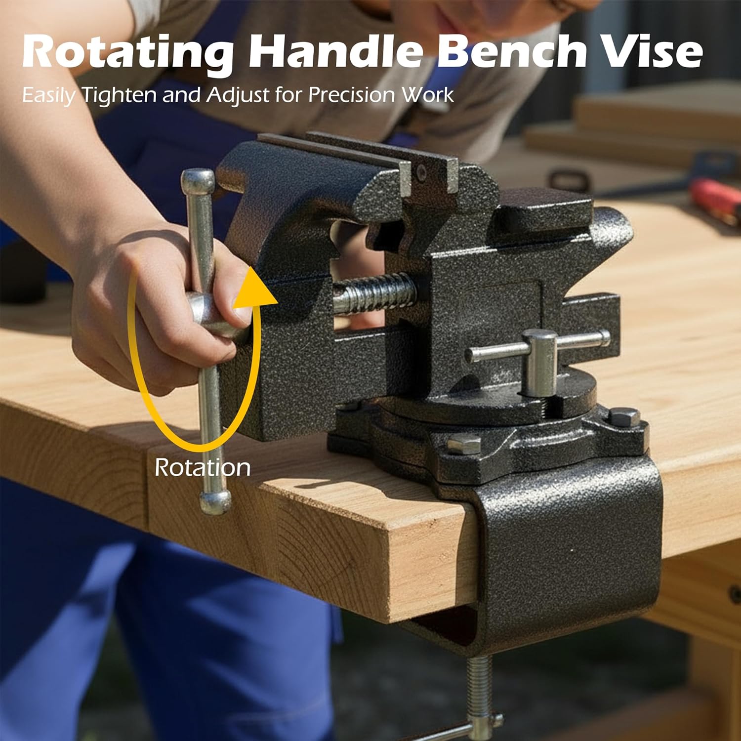 Universal Bench Vise, 270° Swivel Table Vice for Workbench, Multifunctional Steel Bench Clamp, 3.3" Jaw Opening, 4.5” Jaw Width, for Woodworking Metalworking, 2-Way installation