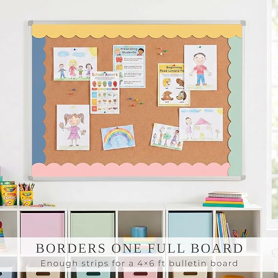 Beautiful Scalloped Bulletin Board Borders for Classroom Decor - 84 Strips