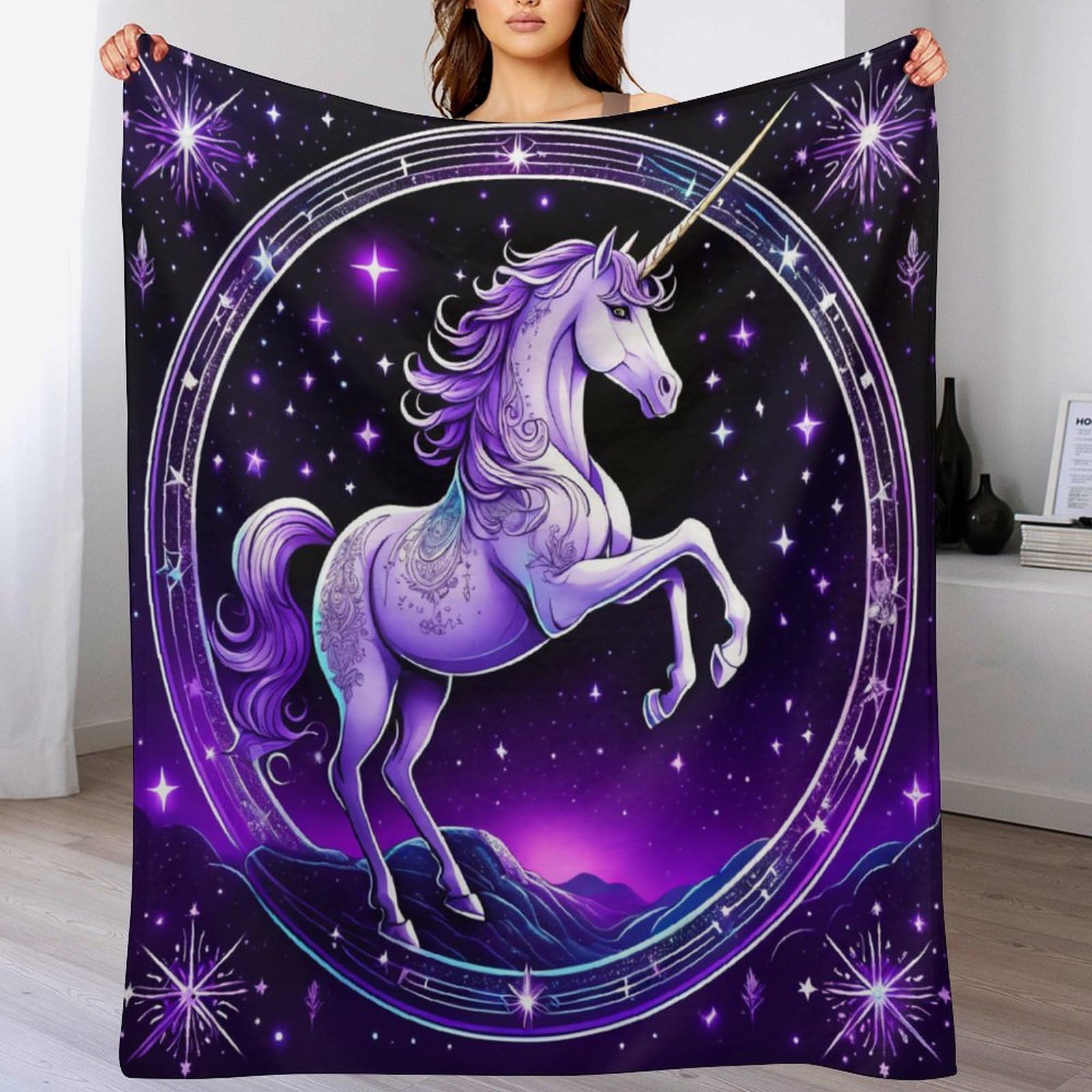 Couverture polaire haute qualité en flanelle épaisse motif cheval