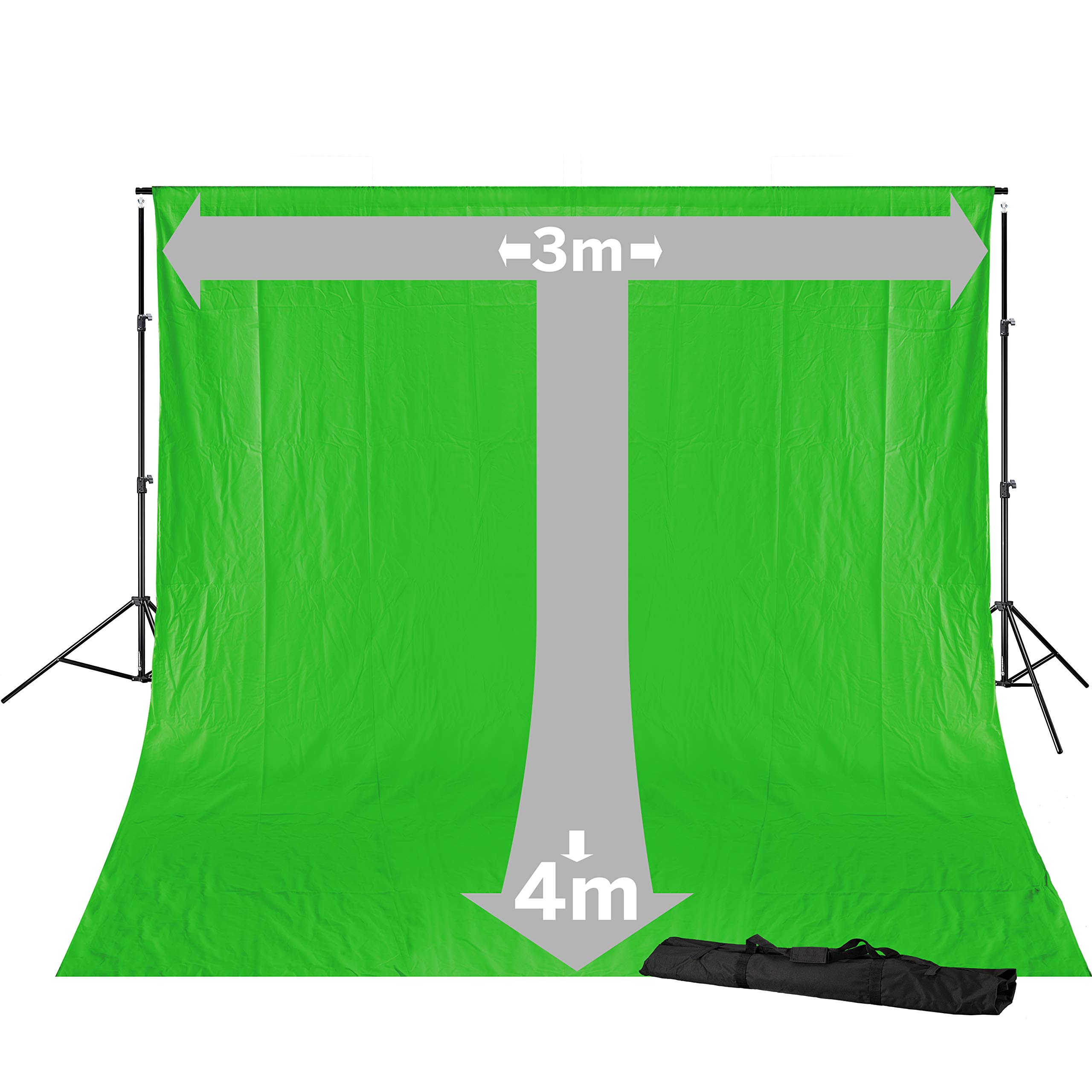 Bresser BR D23 Hintergrundsystem mit Greenscreen Baumwolltuch 3 x 4 m