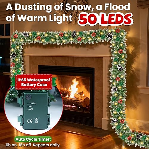 Miniatura 5 de Guirnalda de Navidad con LED de 9 pies, guirnalda de Navidad artificial de 250 piezas de ratán verde, decoración artificial para escaleras, pared,