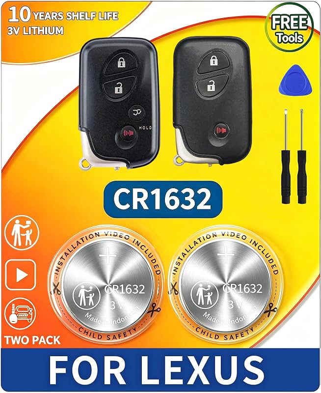 Baterias CR1632 para chave presencial Lexus Knmipm – Kit com 2 unidades
