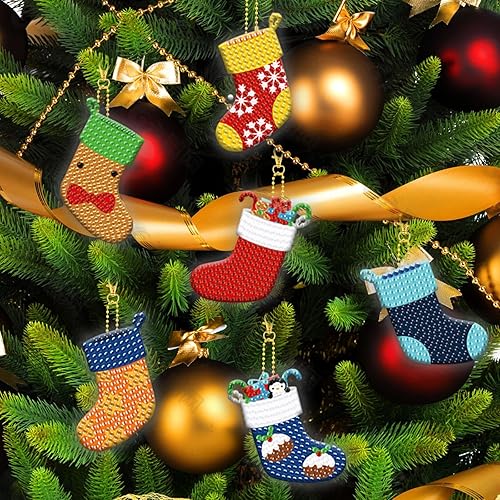 Miniatura 4 de Juego de 12 calcetines de Navidad con pintura de diamantes, accesorios de arte de diamantes, accesorios de arte de diamantes, bricolaje 5D,