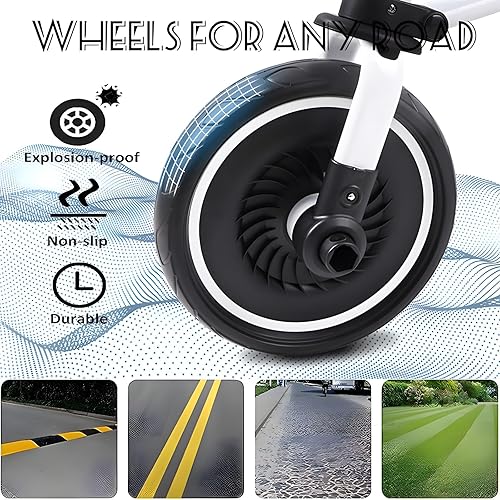 Miniatura 6 de Triciclo para niños, triciclo 4 en 1, triciclo plegable para niños, con pedal extraíble, altura de asiento ajustable de 3 niveles, ruedas EVA,