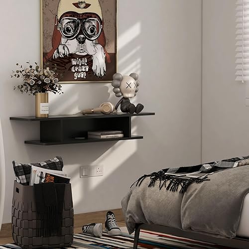 Miniatura 7 de GHC Soporte de TV flotante, centro de entretenimiento montado en la pared y estante de gabinete, consola de TV con almacenamiento, consola