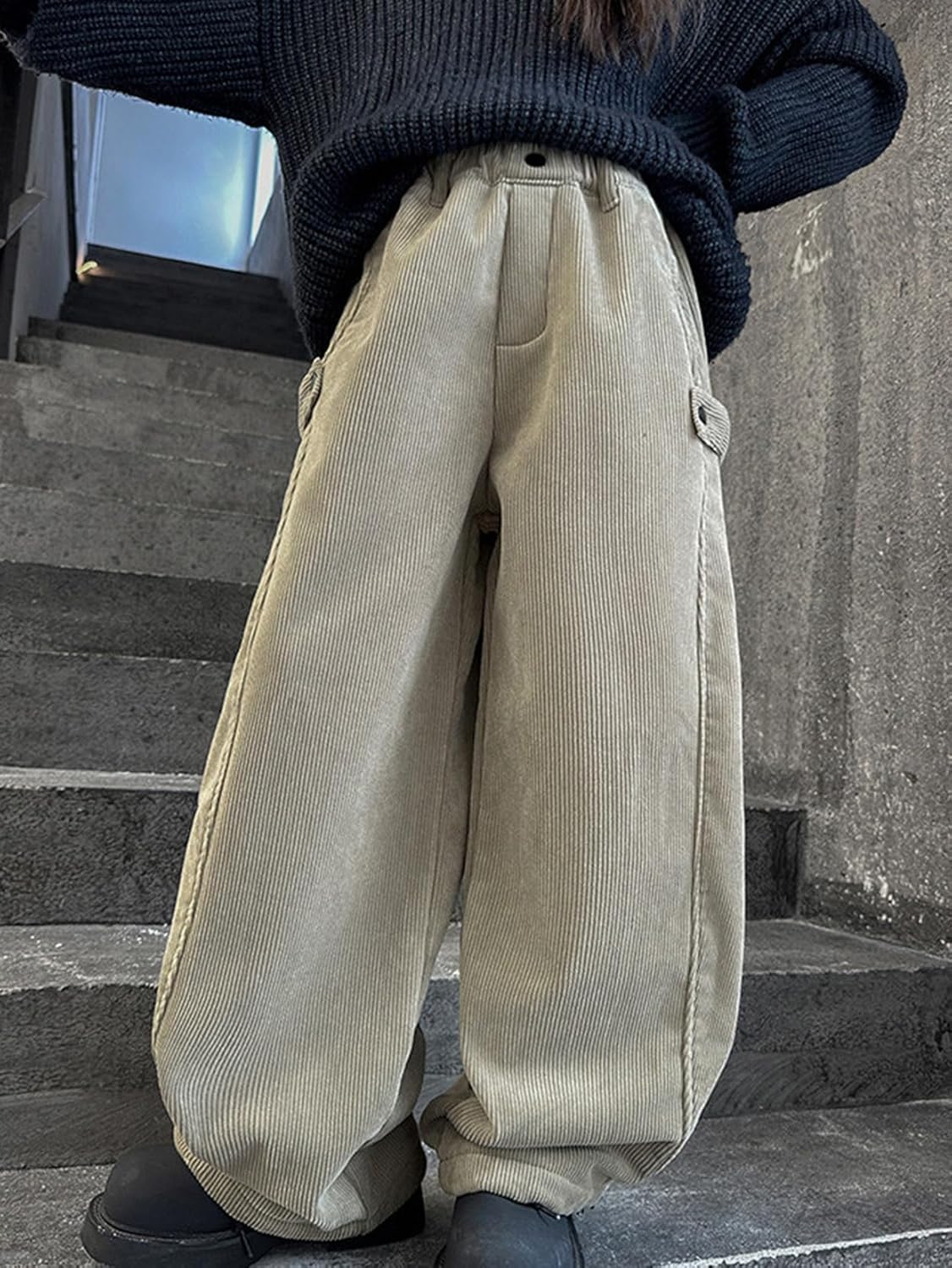 [FDGFJ] コーデュロイパンツ キッズ 女の子 ワイドズボン ジュニア 長ズボン 春 秋 冬 春服 秋服 冬服 子ども服 ロング