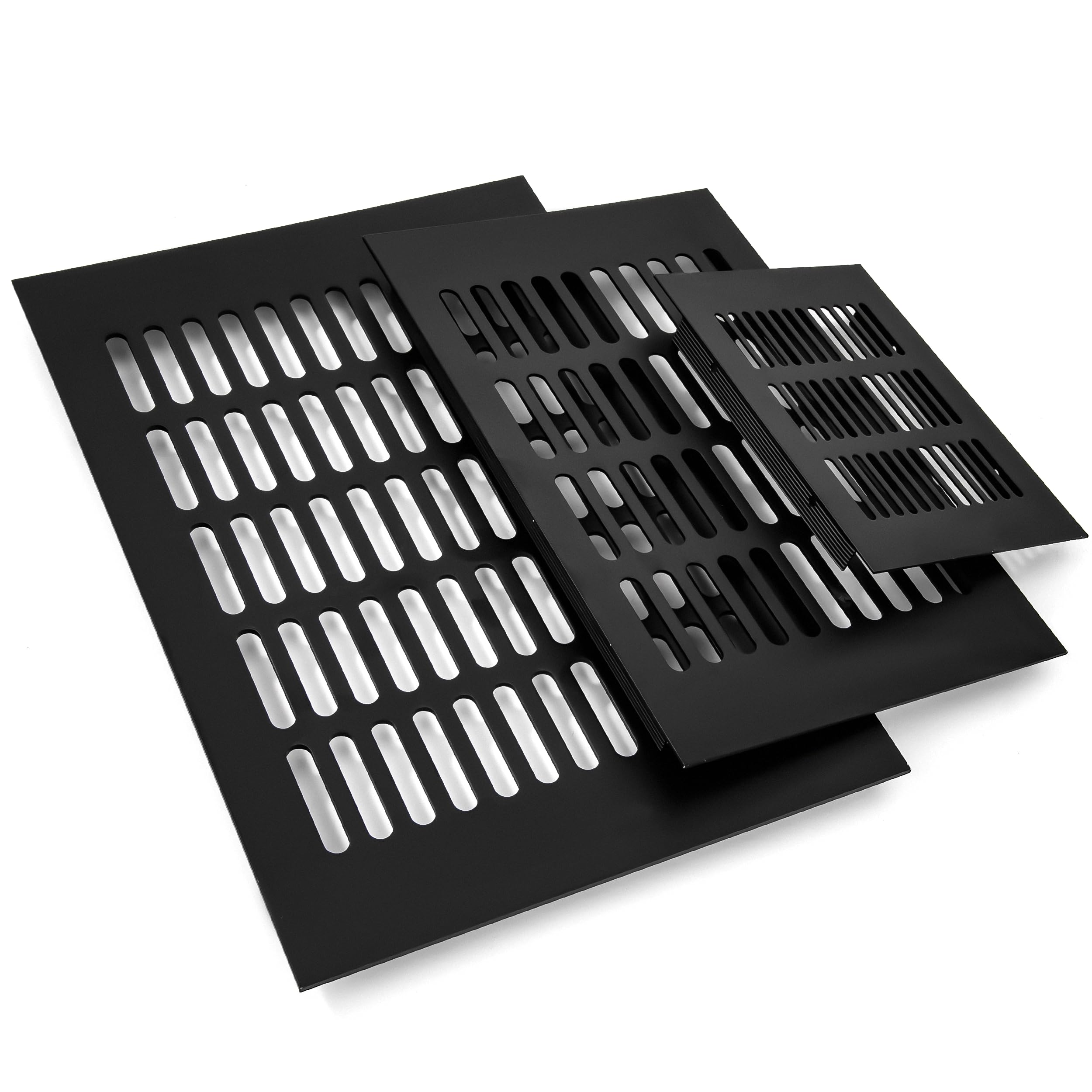 Grille D’aération en Aluminium à Encastrer, Grille de Ventilation 400 x 150 mm Angulaire Extérieure Grille Aeration Reglable pour la Ventilation des Placards et des Chambres (2 Pièces/Noir)