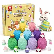 Easter Bath Bombs for Kids with Surprise Toys Inside, 9 PCS Easter Egg Bath Bombs, Easter Basket Stuffers, Bunny Gnome Chick Bubble Bath Fizzies, Egg Hunt Party Favors,Gifts for Boys Girls Age 3-10