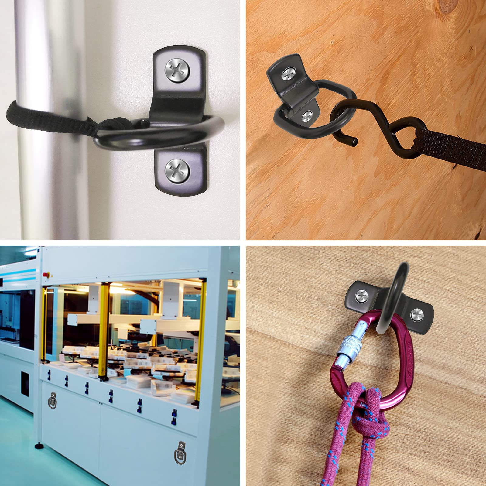 EXCELFU 12 Pack DRing Tie Downs, 1/4" DRings Anchor Lashing Ring for