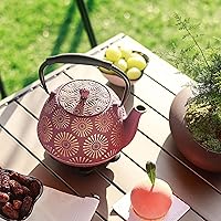Vista 2 de Cast Iron Teapot, 40oz Tea Kettle with Infuser for Stove Top, Sakura Design Japanese Tea Pot for Loose Leaf Coated with Enameled Interior, Silicone
