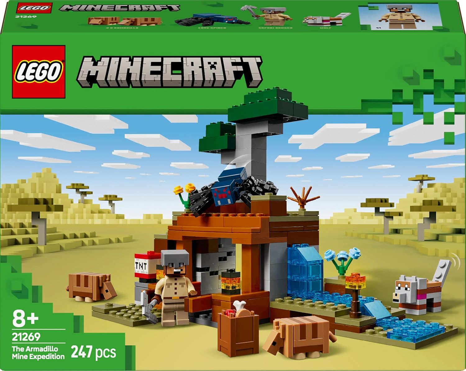 LEGO Minecraft 21269 Armadillo Savannah Exploration, Toy, Birthday Gift, Blocks, Boys, Girls, Children, 8, 9, 10, Elementary School Students