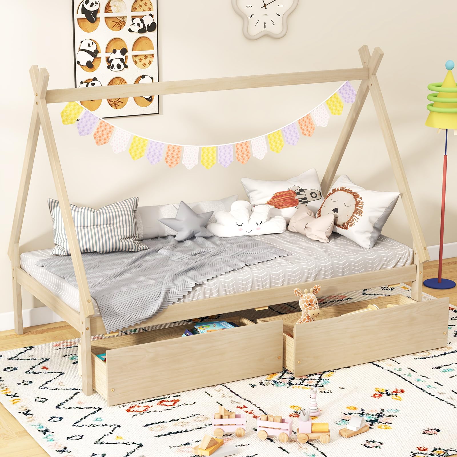 ベッドフレーム Bed frame + mattress (both) set Amazon.com: Giantex Twin Bed Frame with 2 Storage Drawers, Wood